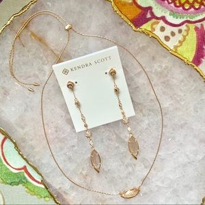 KENDRA SCOTT Rose Gold Earrings AND Necklace NWOT
